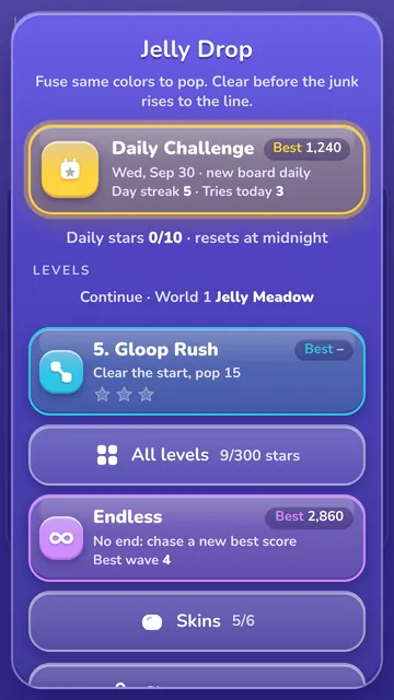 Level select map showing worlds and stars